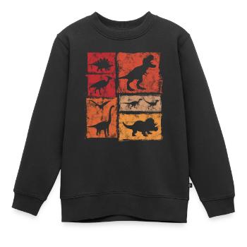 Retro Dinosaurier Grafik - Kinder Premium Organic Sweatshirt - Schwarz - Vorne - AI Model Kid Female (0cm)