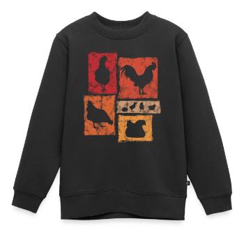 Hühner in Perspektive für Landwirt und Bauernhof - Kinder Premium Organic Sweatshirt - Schwarz - Vorne - AI Model Kid Female (0cm)