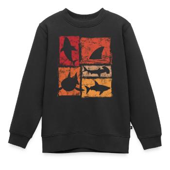 Hai Silhouetten in Perspektive Grafik - Kinder Premium Organic Sweatshirt - Schwarz - Vorne - AI Model Kid Female (0cm)