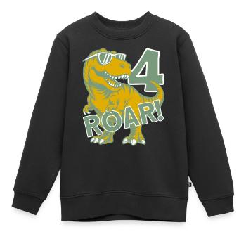 DINO 4 ANS DINOSAURE 4E ANNIVERSAIRE - Sweat Premium enfant bio - noir - Devant - AI Model Kid Female (0cm)