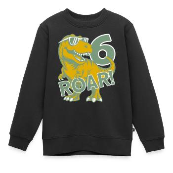DINO 6 ANS DINOSAURE 6E ANNIVERSAIRE - Sweat Premium enfant bio - noir - Devant - AI Model Kid Female (0cm)