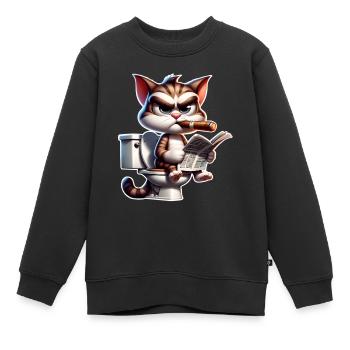 Journal des toilettes pour chat - Sweat Premium enfant bio - noir - Devant - AI Model Kid Female (0cm)