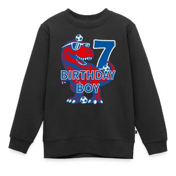 7 JAHRE BIRTHDAY BOY FUßBALL 7. GEBURTSTAG - Kinder Premium Organic Sweatshirt - Schwarz - Vorne - AI Model Kid Female (0cm)