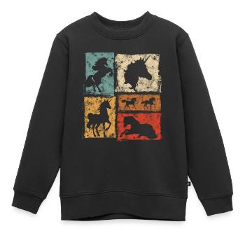 Einhörner in Perspektiven mit Sternen - Kinder Premium Organic Sweatshirt - Schwarz - Vorne - AI Model Kid Female (0cm)