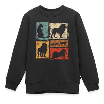 Lion Perspectives : Graphique de style rétro - Sweat Premium enfant bio - noir - Devant - AI Model Kid Female (0cm)