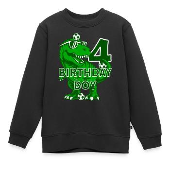 4 YEARS BIRTHDAY BOY FOOTBALL 4TH BIRTHDAY - Kids Premium Organic Sweatshirt - black - Front - AI Model Kid Female (0cm)