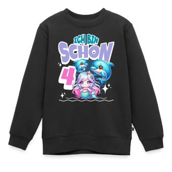 4. Geburtstag Meerjungfrau - Kinder Premium Organic Sweatshirt - Schwarz - Vorne - AI Model Kid Female (0cm)