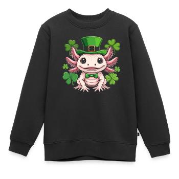 Axolotl im Leprechaun-Hut - Kinder Premium Organic Sweatshirt - Schwarz - Vorne - AI Model Kid Female (0cm)