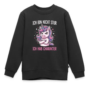 Ich bin nicht stur ich hab Charakter - Kinder Premium Organic Sweatshirt - Schwarz - Vorne - AI Model Kid Female (0cm)