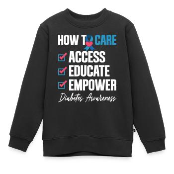 diabetes awareness, education, strengthening of diabetes - Kids Premium Organic Sweatshirt - black - Front - AI Model Kid Female (0cm)