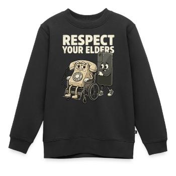 Respect Your Elders, Retro Smartphone, Telefon - Kinder Premium Organic Sweatshirt - Schwarz - Vorne - AI Model Kid Female (0cm)