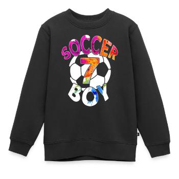 7 ANS FOOTBALLEUR NUMÉRO 7 FOOTBALL 7E ANNIVERSAIRE - Sweat Premium enfant bio - noir - Devant - AI Model Kid Female (0cm)