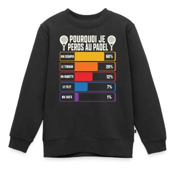 Padel Humour Joueur De Padel Perdant - Sweat Premium enfant bio - noir - Devant - AI Model Kid Female (0cm)