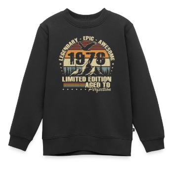 Cadeau d’anniversaire pour le 50e anniversaire 1976 Vintage Retro - Sweat Premium enfant bio - noir - Devant - AI Model Kid Female (0cm)