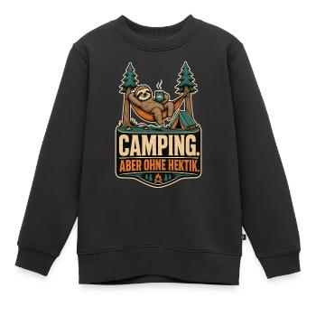 Faultier Camping Ohne Hektik Shirt - Kinder Premium Organic Sweatshirt - Schwarz - Vorne - AI Model Kid Female (0cm)