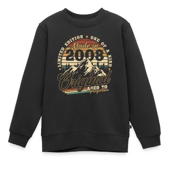 Cadeau d’anniversaire vintage vintage 2008 rétro - Sweat Premium enfant bio - noir - Devant - AI Model Kid Female (0cm)
