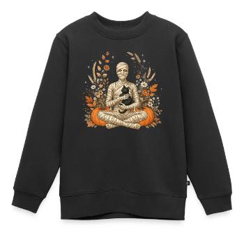 Halloween, Maman, Chat Noir - Sweat Premium enfant bio - noir - Devant - AI Model Kid Female (0cm)