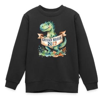 Großer Bruder 2027 Dinosaurier - Kinder Premium Organic Sweatshirt - Schwarz - Vorne - AI Model Kid Female (0cm)