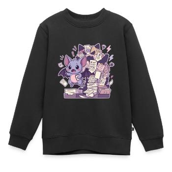 Une chauve-souris mignonne et une montagne de paperasse - Sweat Premium enfant bio - noir - Devant - AI Model Kid Female (0cm)