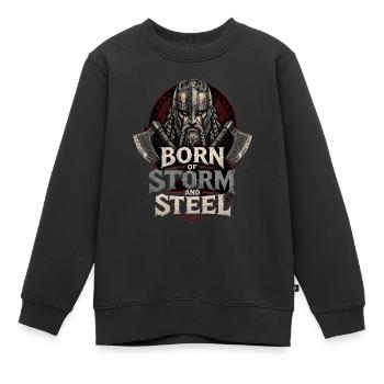 Born Of Storm And Steel - Kinder Premium Organic Sweatshirt - Schwarz - Vorne - AI Model Kid Female (0cm)