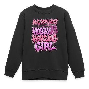 Fille de la Cavalière Hobby Graffiti Cheval - Sweat Premium enfant bio - noir - Devant - AI Model Kid Female (0cm)