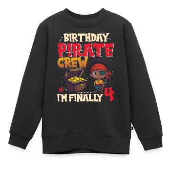 Équipage de pirates Black Boy pour le 4e anniversaire - Sweat Premium enfant bio - noir - Devant - AI Model Kid Female (0cm)