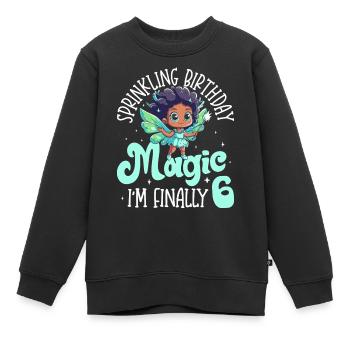 Fille noire pour son 6e anniversaire faisant de la magie - Sweat Premium enfant bio - noir - Devant - AI Model Kid Female (0cm)