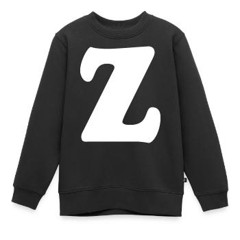 Impression en grand style Z | Lettre Z | Z Logo - Sweat Premium enfant bio - noir - Devant - AI Model Kid Female (0cm)