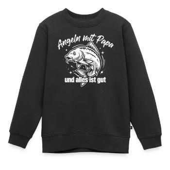 Angeln mit Papa - Kinder Premium Organic Sweatshirt - Schwarz - Vorne - AI Model Kid Female (0cm)