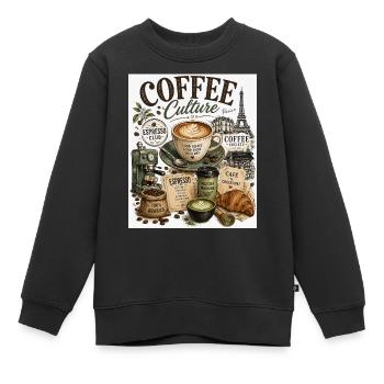 Kaffeekultur Paris Café Collage - Kinder Premium Organic Sweatshirt - Schwarz - Vorne - AI Model Kid Female (0cm)