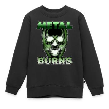Toxisch Grüner Schädel Metal Burns - Kinder Premium Organic Sweatshirt - Schwarz - Vorne - AI Model Kid Female (0cm)