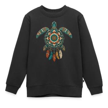 Meeresschildkröten-Mandala Traumfänger-Boho - Kinder Premium Organic Sweatshirt - Schwarz - Vorne - AI Model Kid Female (0cm)