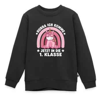 1. Klasse Einhorn Schulstart Einschulung - Kinder Premium Organic Sweatshirt - Schwarz - Vorne - AI Model Kid Female (0cm)