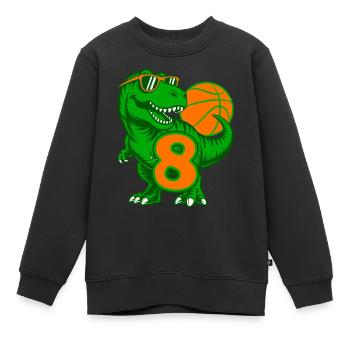 DINOSAURIER 8 JAHRE BASKETBALL 8. GEBURTSTAG - Kinder Premium Organic Sweatshirt - Schwarz - Vorne - AI Model Kid Female (0cm)
