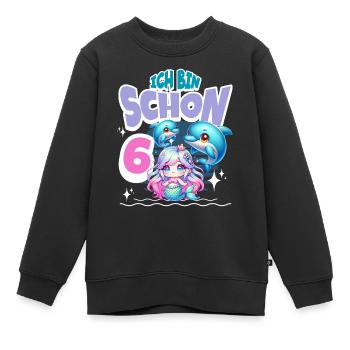 6. Geburtstag Meerjungfrau - Kinder Premium Organic Sweatshirt - Schwarz - Vorne - AI Model Kid Female (0cm)