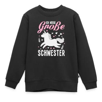 Ich werde Große Schwester Schwangerschaft - Kinder Premium Organic Sweatshirt - Schwarz - Vorne - AI Model Kid Female (0cm)