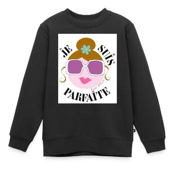 Ich bin Perfekt - Kinder Premium Organic Sweatshirt - Schwarz - Vorne - AI Model Kid Female (0cm)