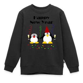Pinguin Party Happy New Year - Kinder Premium Organic Sweatshirt - Schwarz - Vorne - AI Model Kid Female (0cm)