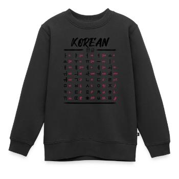 Apprenez les caractères du Hangul coréen - Sweat Premium enfant bio - noir - Devant - AI Model Kid Female (0cm)