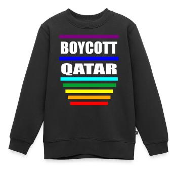 Boycottez les dictons du Qatar - Sweat Premium enfant bio - noir - Devant - AI Model Kid Female (0cm)