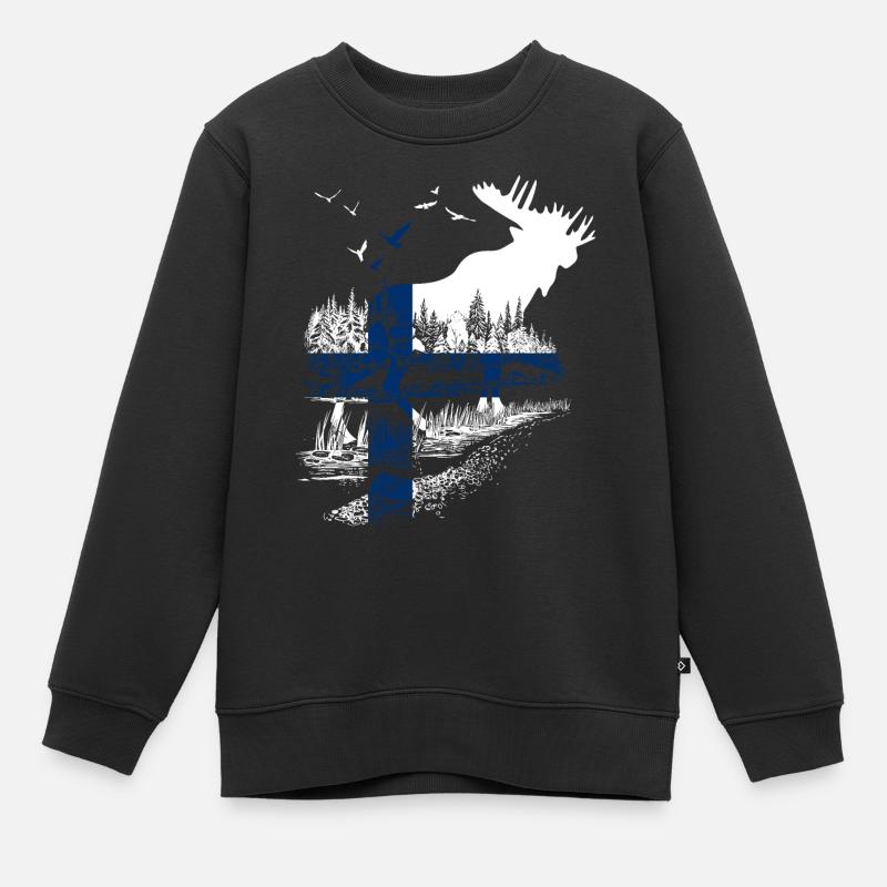 FINNLAND ELCH - Kinder Premium Organic Sweatshirt - Schwarz