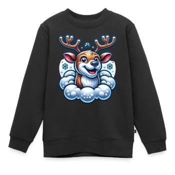Rentier Schnee - Kinder Premium Organic Sweatshirt - Schwarz - Vorne - AI Model Kid Female (0cm)