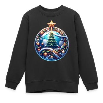 Welt Weihnachtsbaum Weihnachtsstern Weihnachten - Kinder Premium Organic Sweatshirt - Schwarz - Vorne - AI Model Kid Female (0cm)