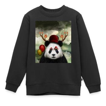 Skurriler Panda - Handbemaltes süßes Tiergeschenk - Kinder Premium Organic Sweatshirt - Schwarz - Vorne - AI Model Kid Female (0cm)