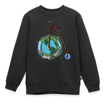 Umweltfreundliches Fahrrad, künstlerisches Hochrad Fahrrad - Kinder Premium Organic Sweatshirt - Schwarz - Vorne - AI Model Kid Female (0cm)