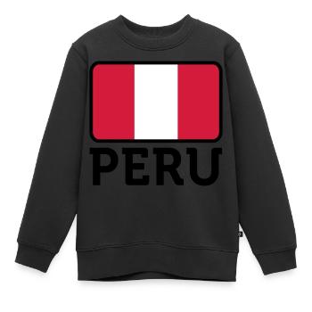 Drapeau national du Pérou - Sweat Premium enfant bio - noir - Devant - AI Model Kid Female (0cm)