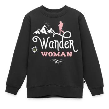 Wander Woman Berge Bergsteigen Frauen Wandern - Kinder Premium Organic Sweatshirt - Schwarz - Vorne - AI Model Kid Female (0cm)