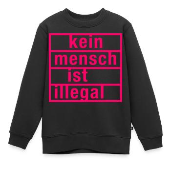 kein mensch ist illegal - Kinder Premium Organic Sweatshirt - Schwarz - Vorne - AI Model Kid Female (0cm)