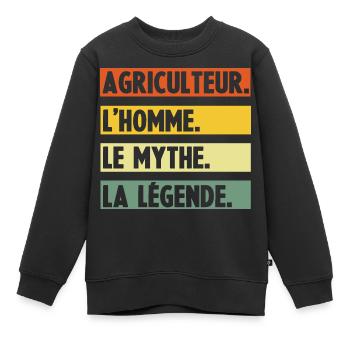 Agriculteur L'homme Le Mythe La Légende - Sweat Premium enfant bio - noir - Devant - AI Model Kid Female (0cm)