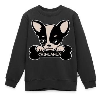 Chihuahua und Knochen - Kinder Premium Organic Sweatshirt - Schwarz - Vorne - AI Model Kid Female (0cm)